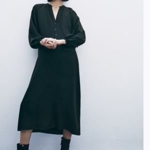 Zara Flowy Dark Green Dress